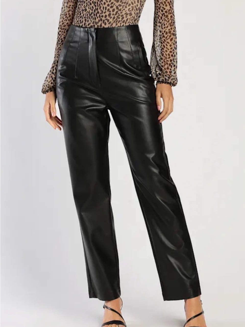 Lulus NWT black faux leather pants, large